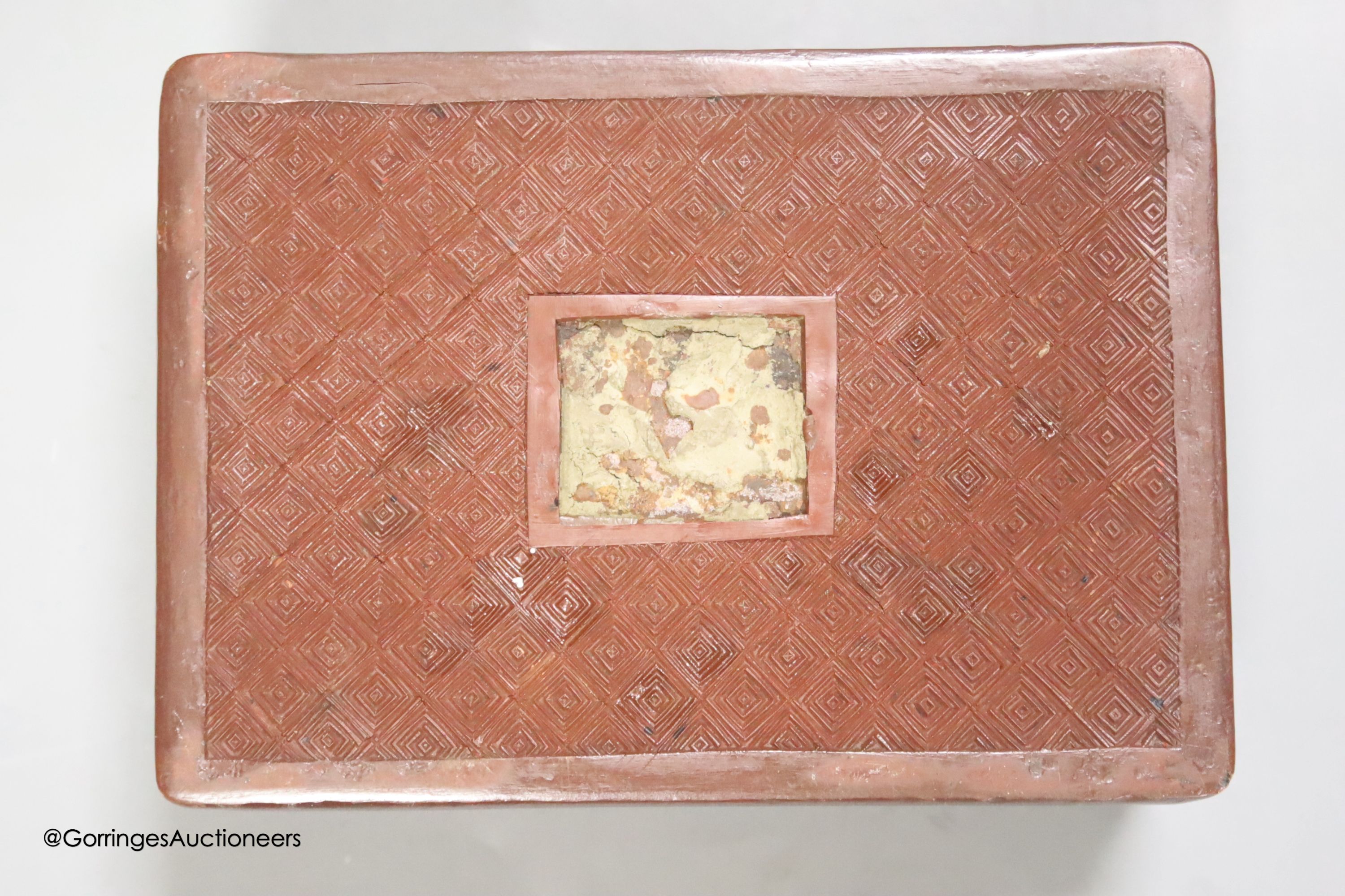 A 1920's Chinese cloisonne enamel 'dragon' bowl and a cinnabar lacquer box, 15 x 11 x 5cm